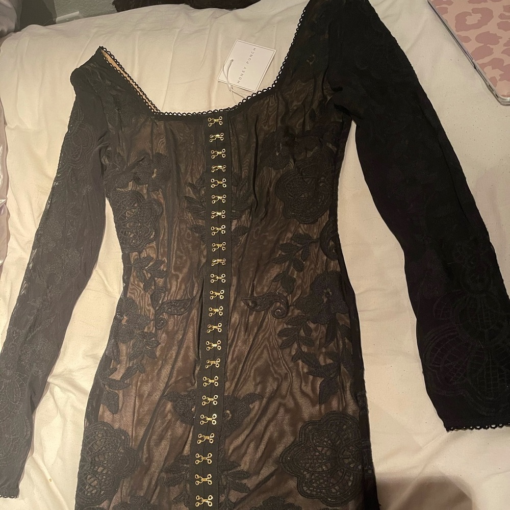 NWT Honey Punch lace mesh mini dress